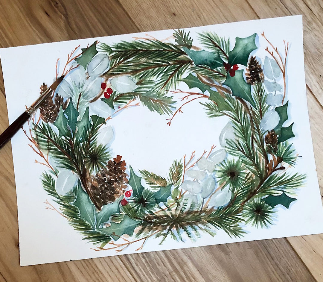 Wreath Watercolor Workshop, December 16th