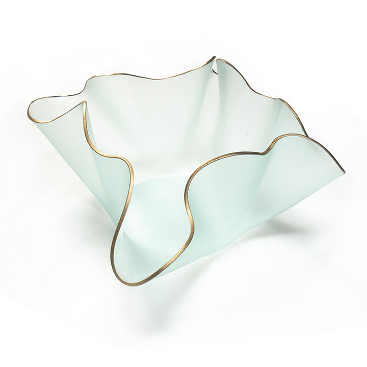 Home decor anemone shape frosted glass with a 24k old trim.