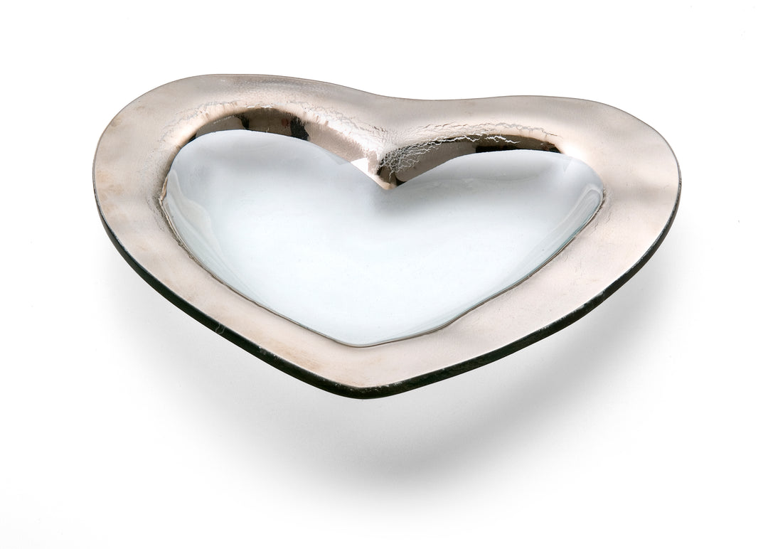8" Roman antique heart bowl with a platinum band around it.