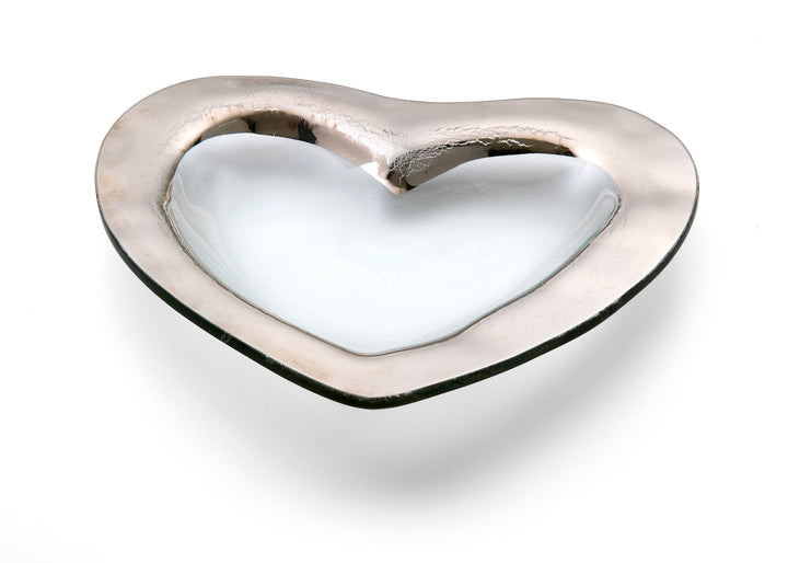 8" Roman antique heart bowl with a platinum band around it.
