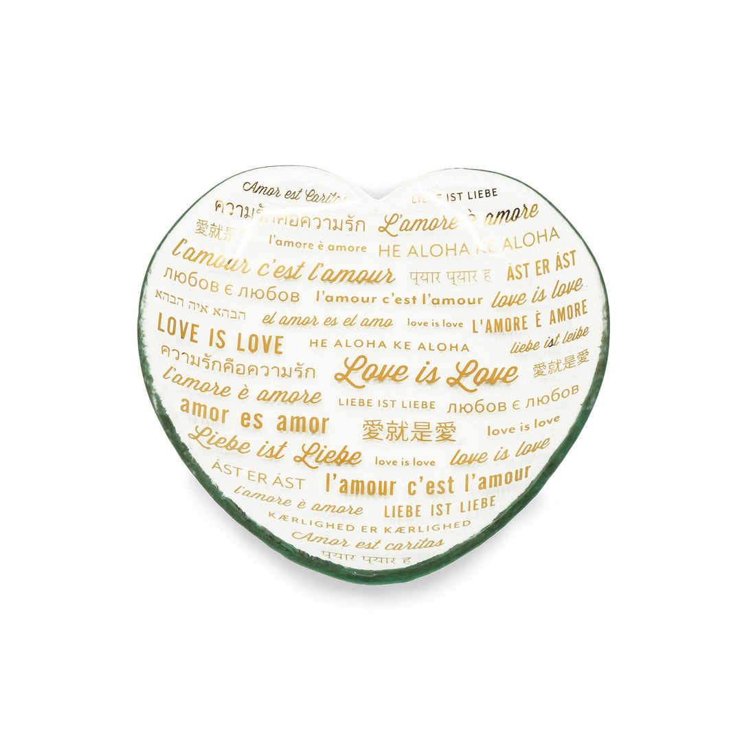 Love is love wording heart shaped plate.