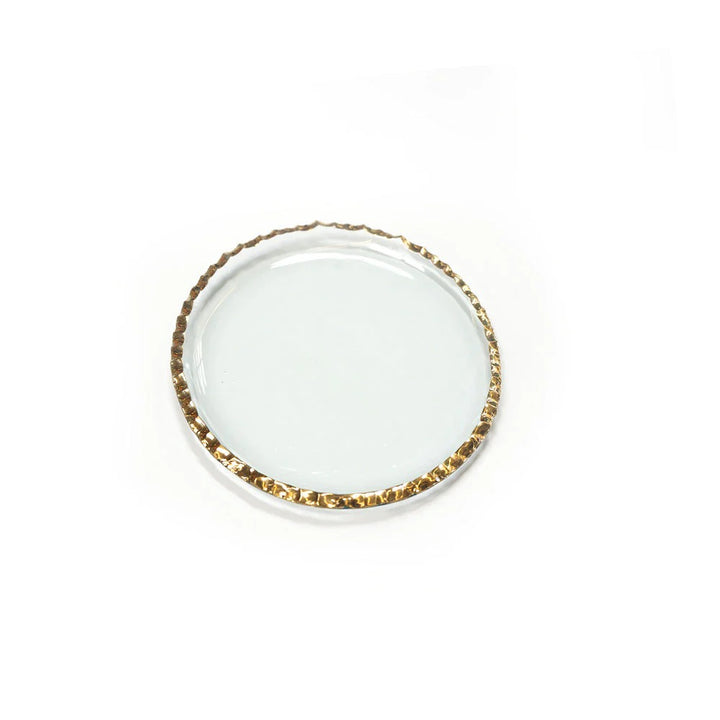 Edgey clear mini plate with a 24k gold edge.