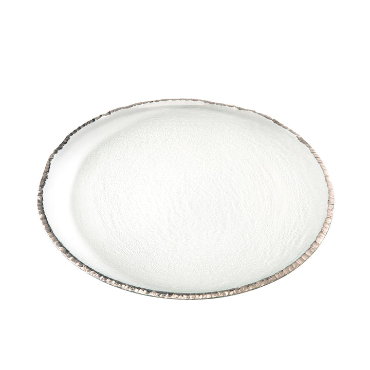 Edgey 12" dinner plate with a platinum edge.