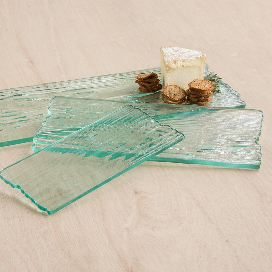 wood grain textured clear glass cheese board