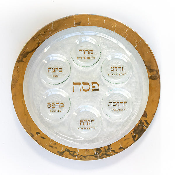 Handcrafted Glass Seder Plates Gold/Platinum | Judaica by Annieglass