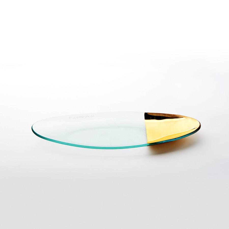 Mod oval glass server with 24k gold