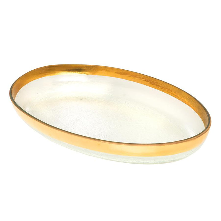 Mod large oval platter with 24k gold band.