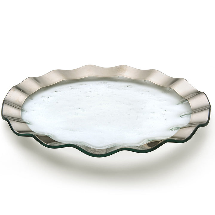 Ruffle 13" buffet plate with a platinum band.