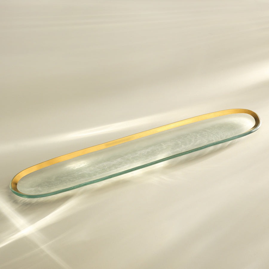 Glass Cracker Trays Gold Band | Roman Antique by Annieglass