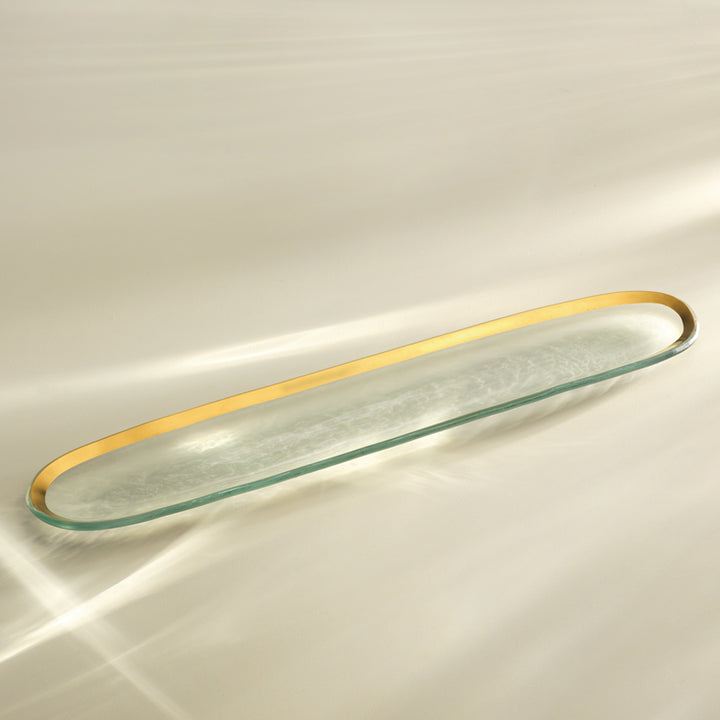 Glass Cracker Trays Gold Band | Roman Antique by Annieglass
