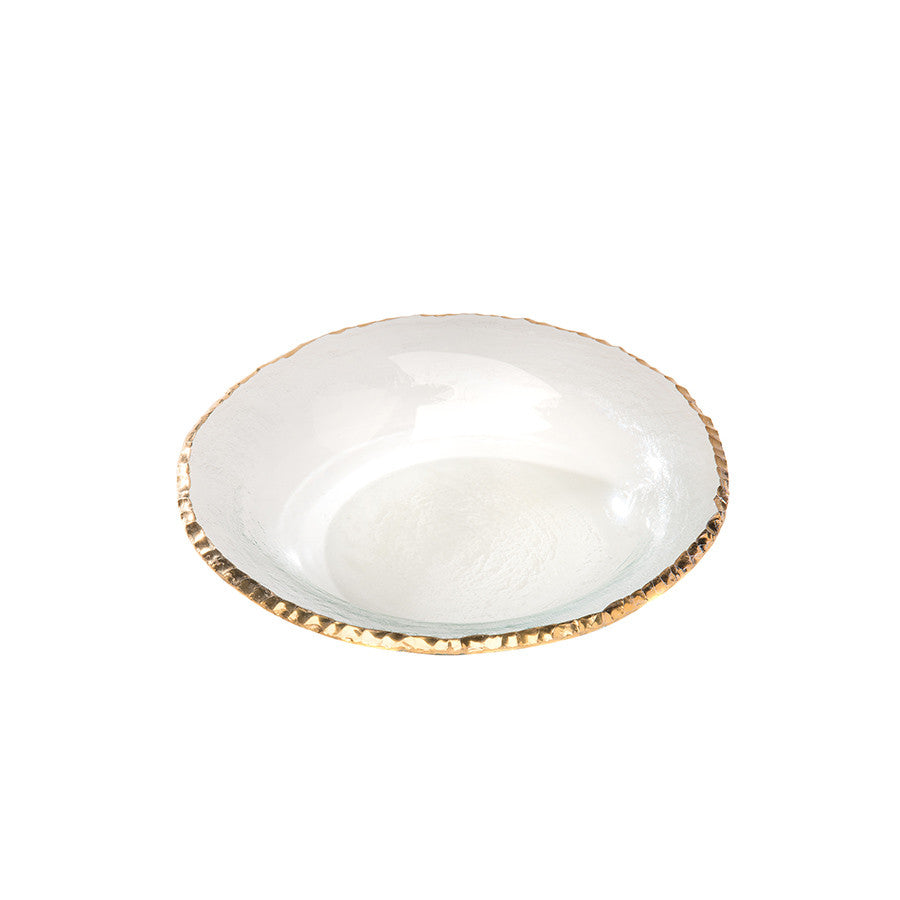 Annieglass Edgey glass soup bowl with 24k gold rim