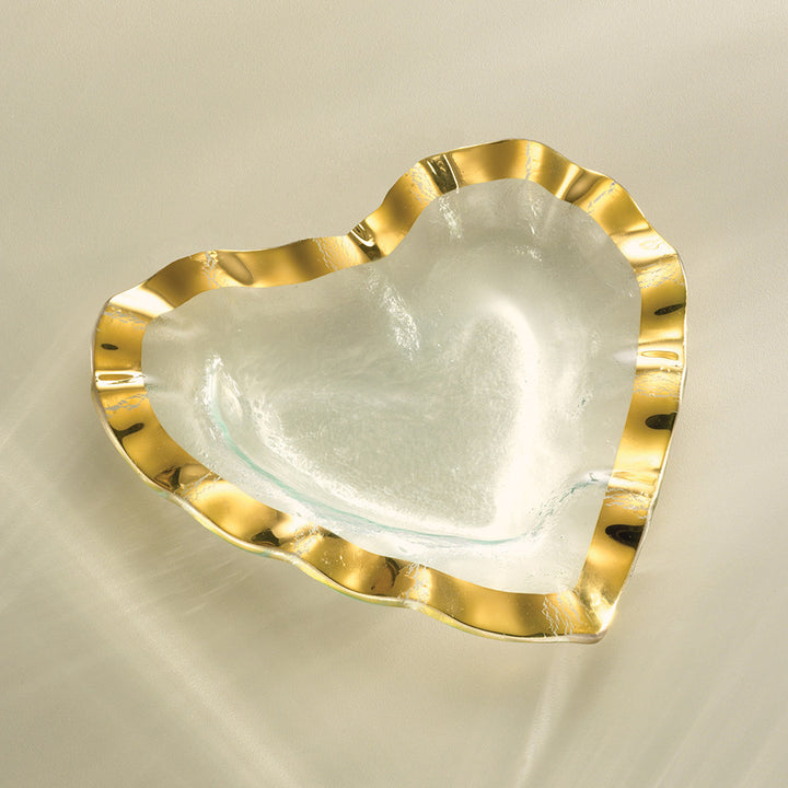 gold glass heart glass gift for a loved one annieglass