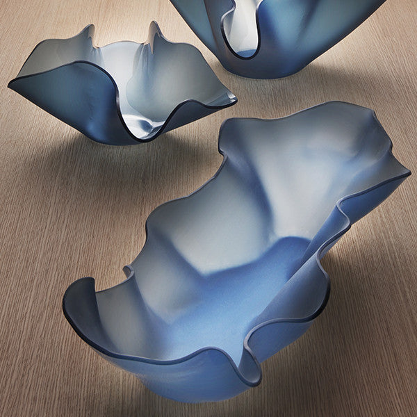 Annieglass Handmade Blue Glass Sculptures and Centerpieces