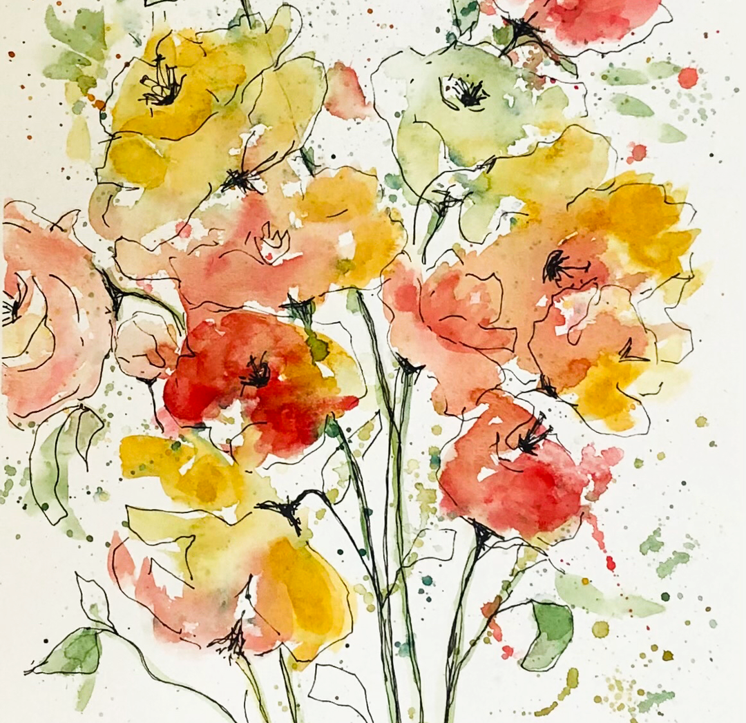 Loose Splatter Floral Watercolor & Ink Workshop, July 9th