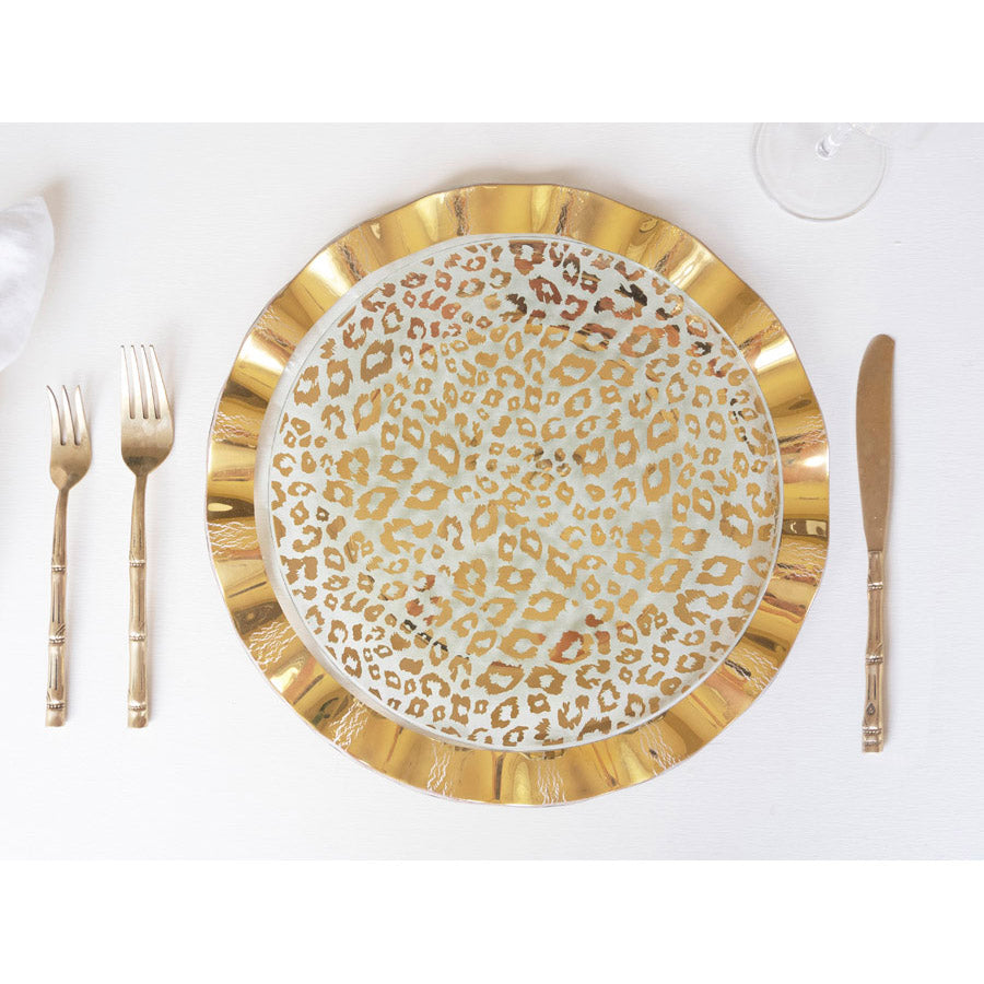 Cheetah Collection - 24k gold cheetah pattern on glass plates