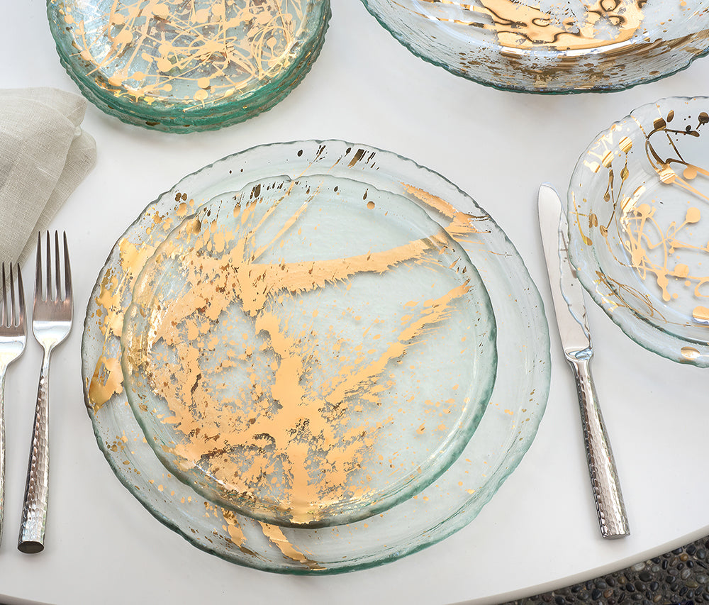Jaxson Collection - 24k gold splatter collection of dinnerware and trays