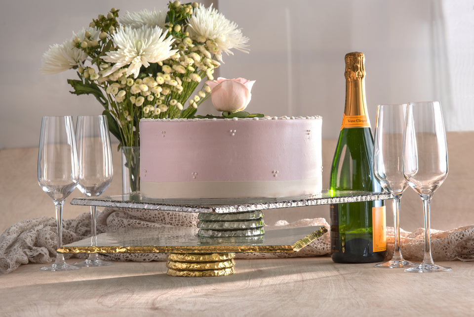 Wedding cake on Annieglass  Edgey Square cake stand