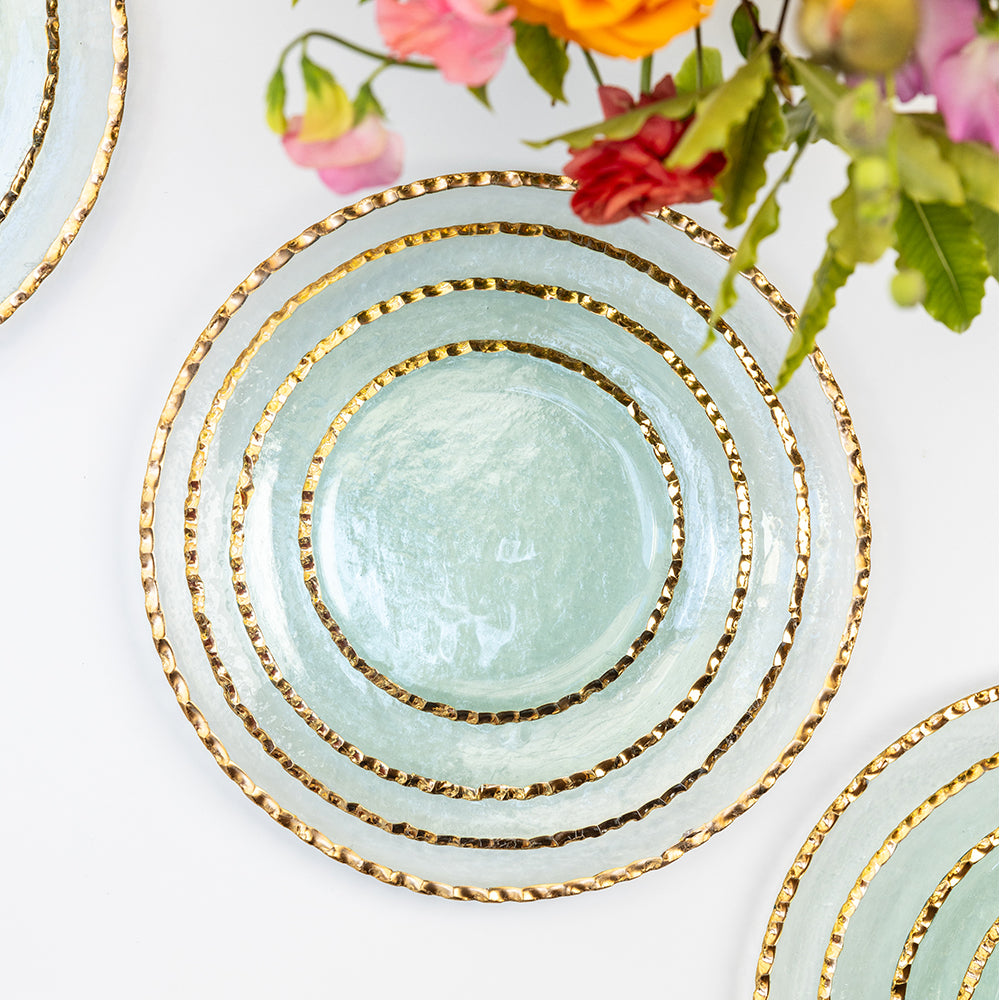 Gold Rim Glass Dinner Plates Edgey by Annieglass