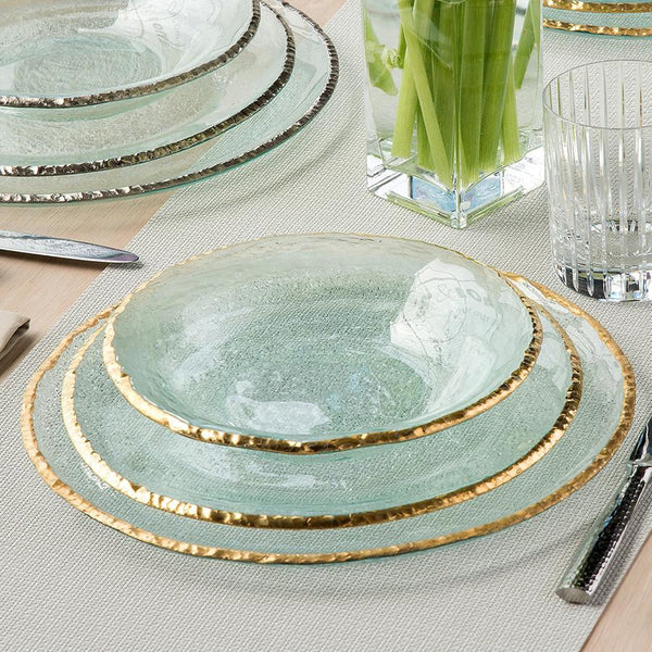 デバイスワークス　IGT Crystal Glass Plate Gold Rim Glass Chargers | Edgey by Annieglass