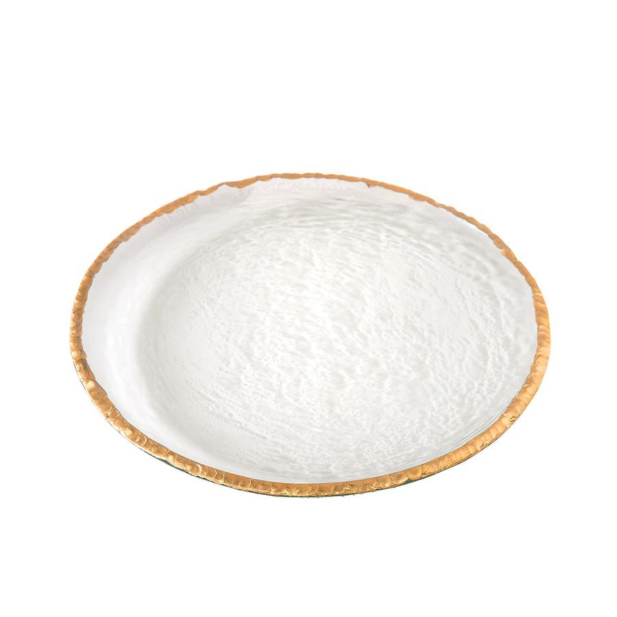 glass dinner plate with 24k gold edges, Edgey Collection