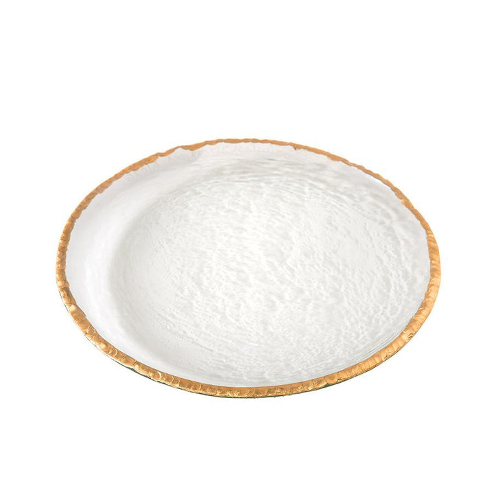 glass dinner plate with 24k gold edges, Edgey Collection