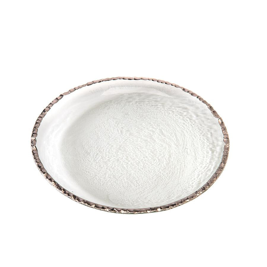 glass dinner plate with platinum edges, Edgey Collection