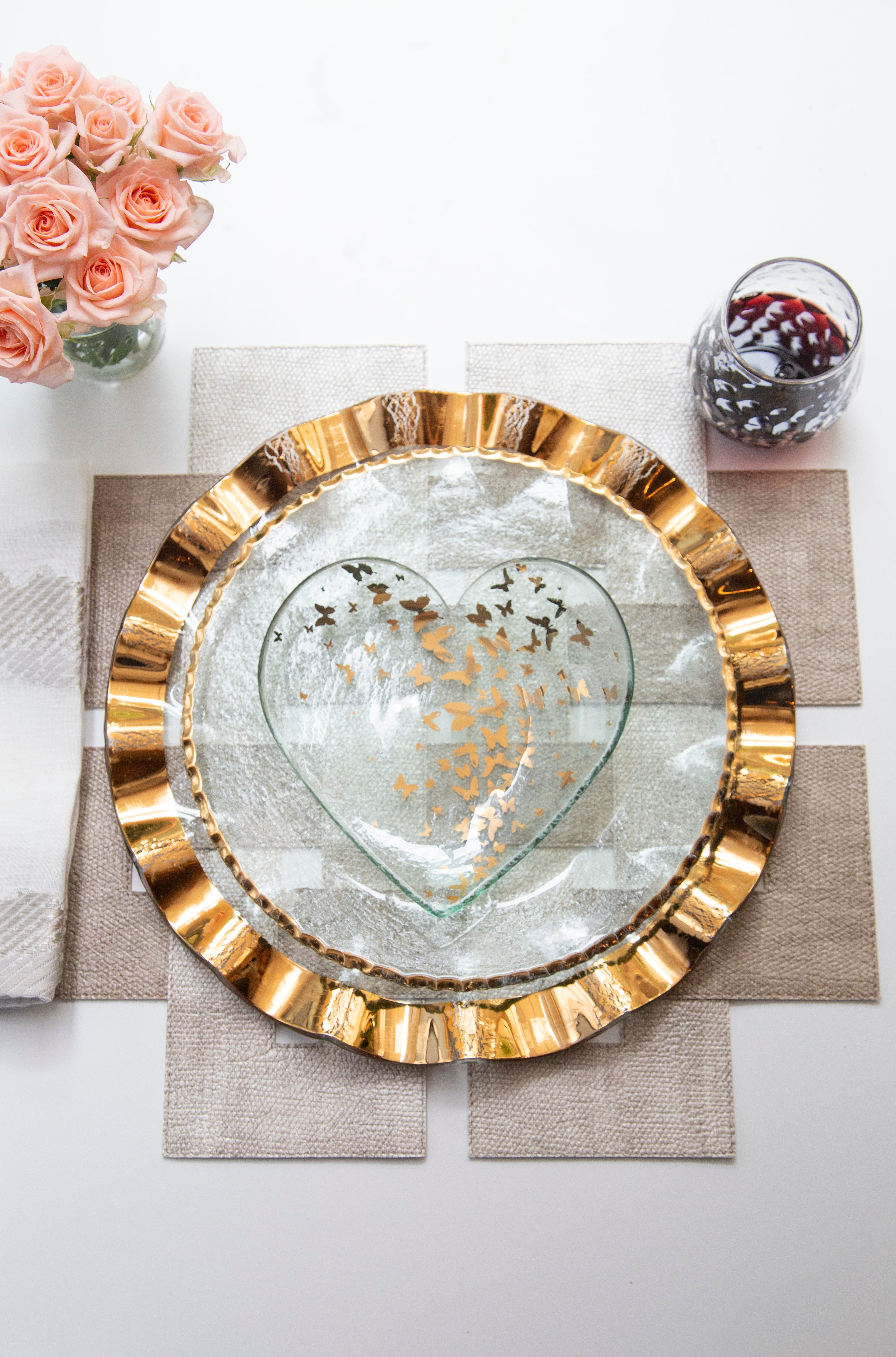 Ruffle Buffet/Service Plate, Handcrafted Glass with Gold – Annieglass