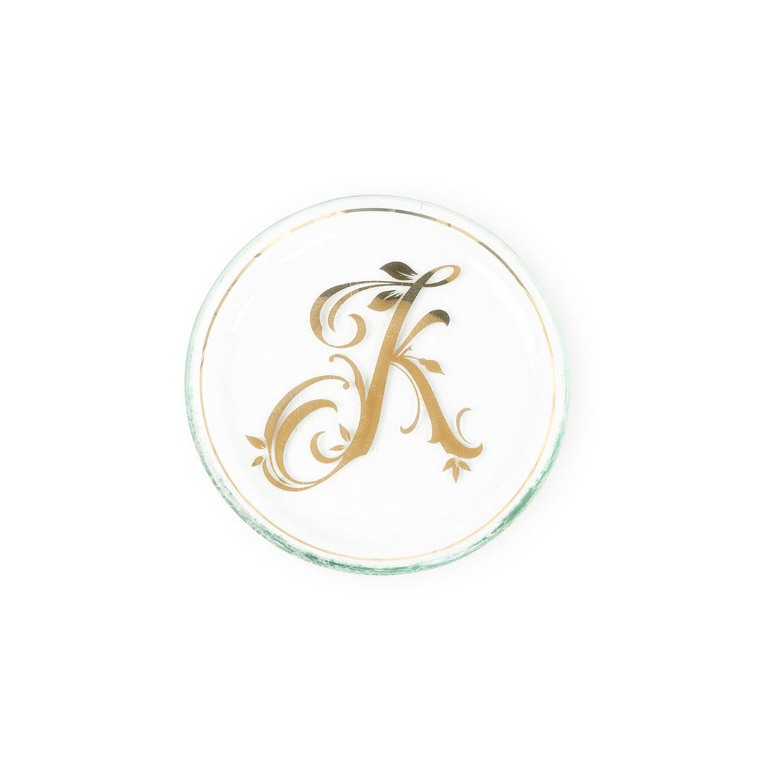 Mini plate with a 24k gold letter K & rim.