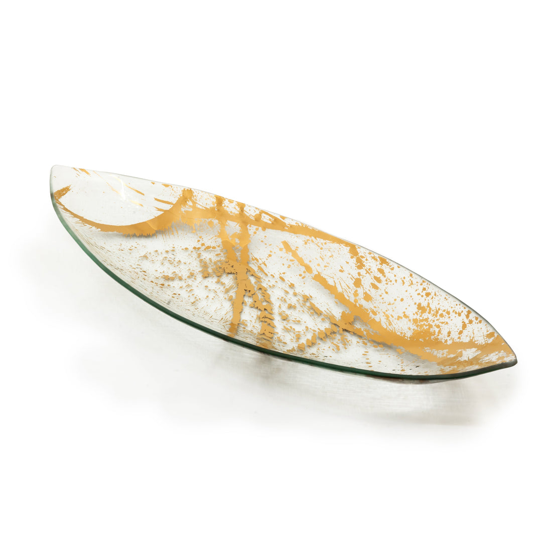 Clear glass with drippings of 24k gold from the Jaxson collection.