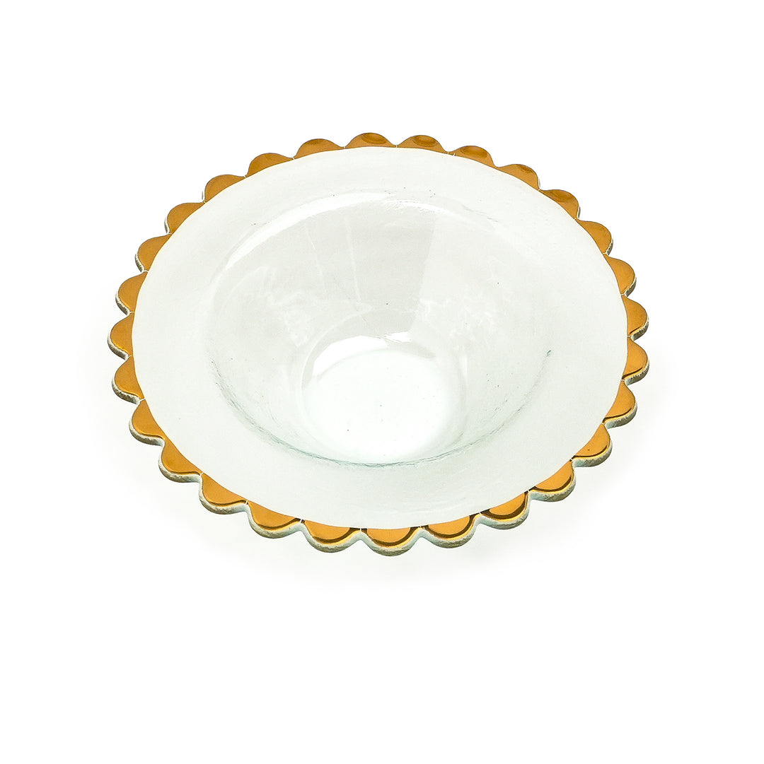 Annieglass Sweetie wine cooler with 24K gold scalloped edge 
