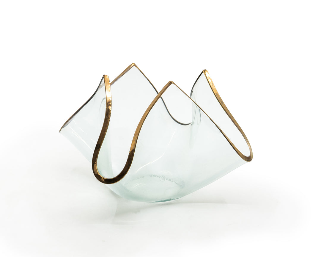 7 x 8" chiller in clear glass trimmed in 24k gold.