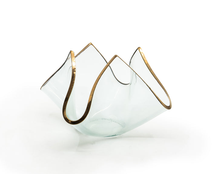 7 x 8" chiller in clear glass trimmed in 24k gold. 