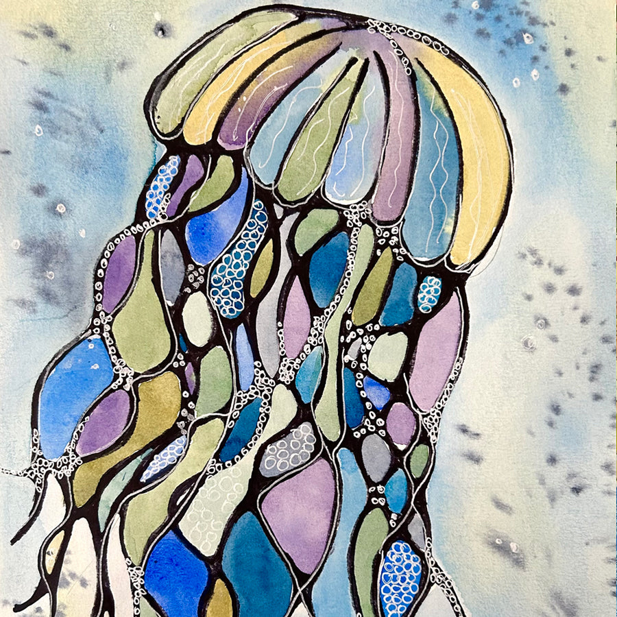 Jellyfish in Watercolor and Ink, June 22