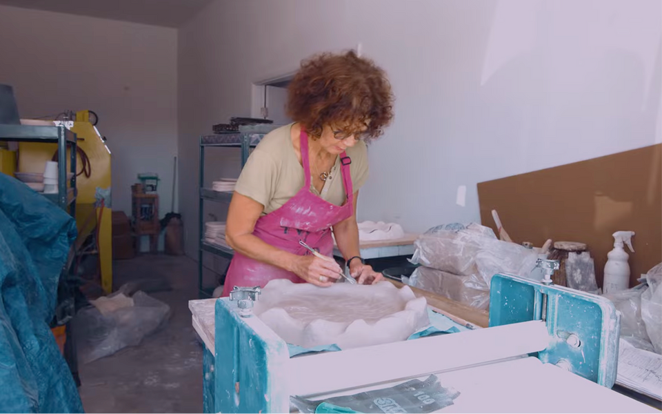 Annie Morhauser carving mold for ruffle design.