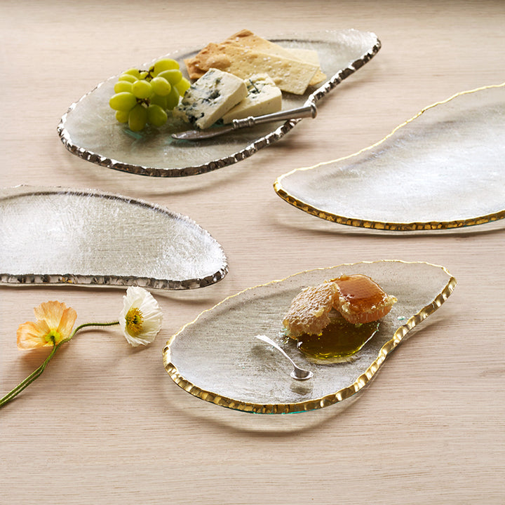 Glass Cheeseboard with 24k gold edges, party platters