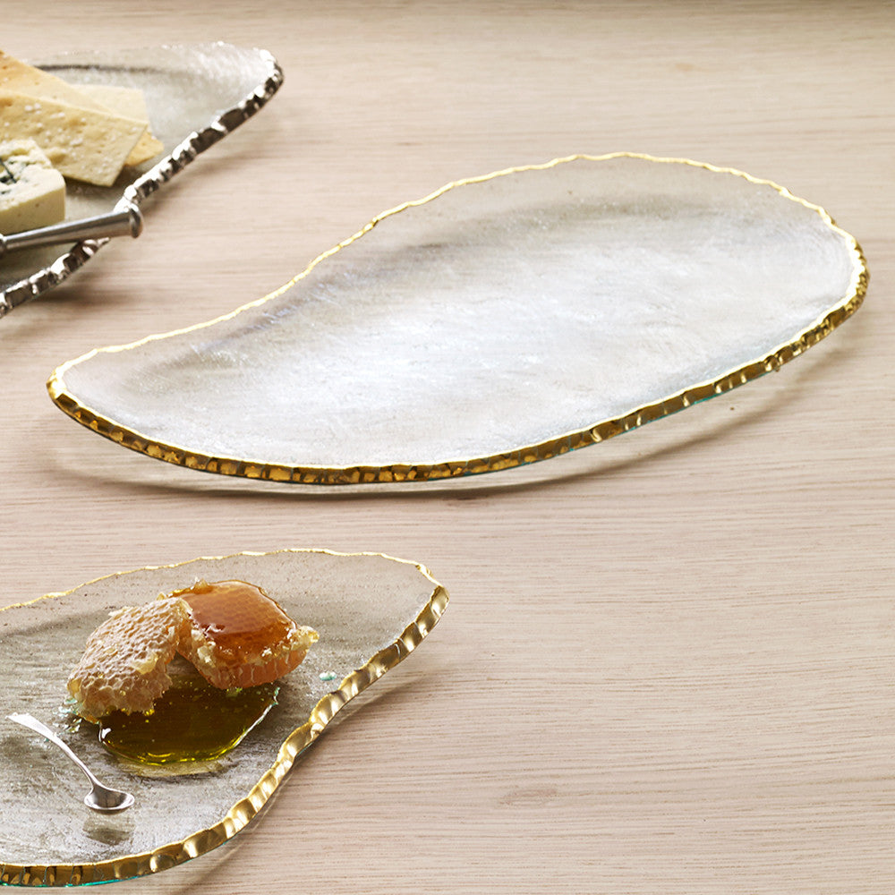 Glass Cheeseboard with 24k gold edges, platter for entertaining