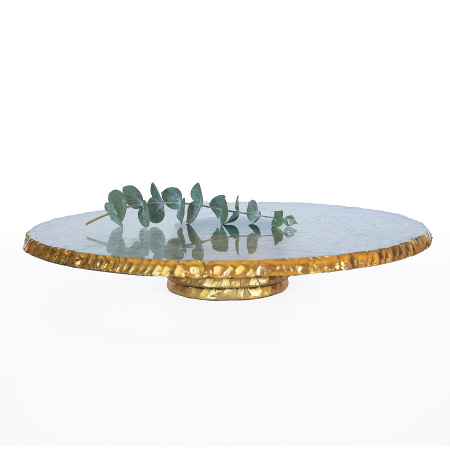 Glass Pedestal Cake Stands, 24kt Gold Rim