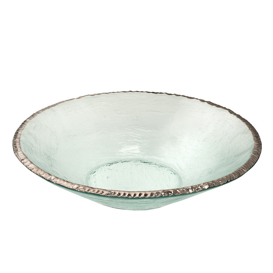 edgey round party bowl thick glass with platinum chipped edge