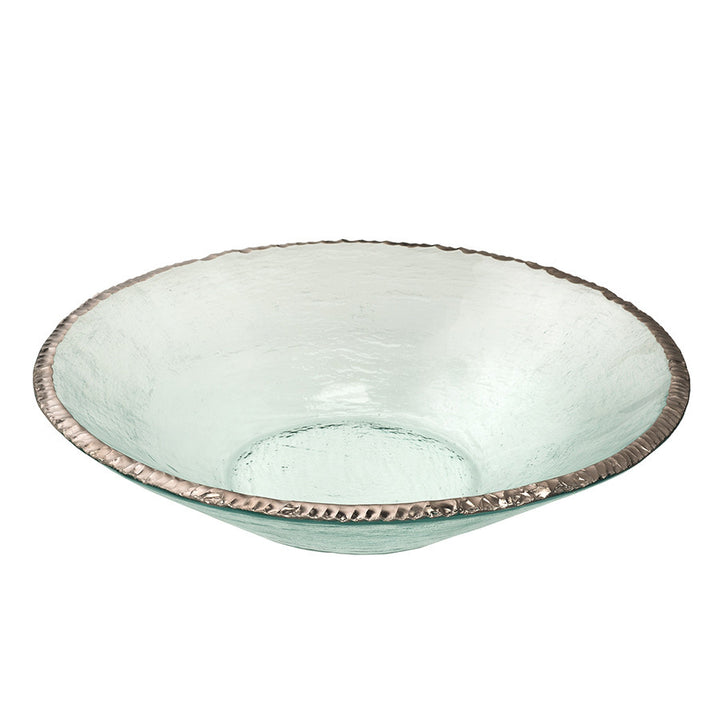 edgey round party bowl thick glass with platinum chipped edge