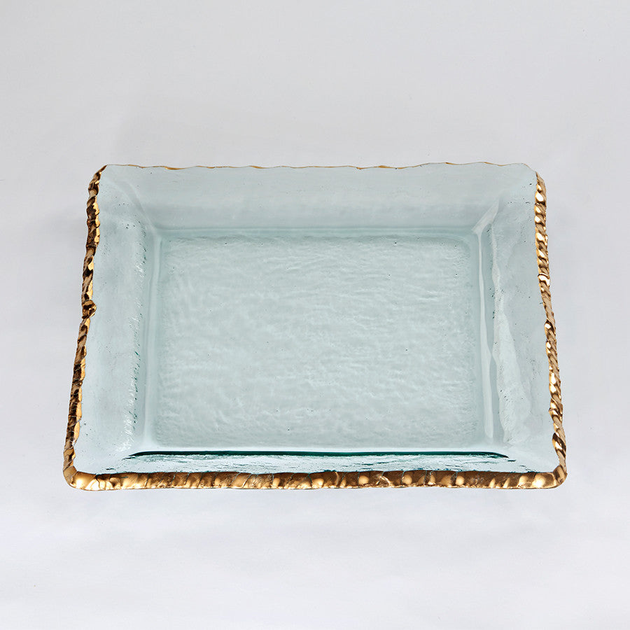 24k gold square glass platter