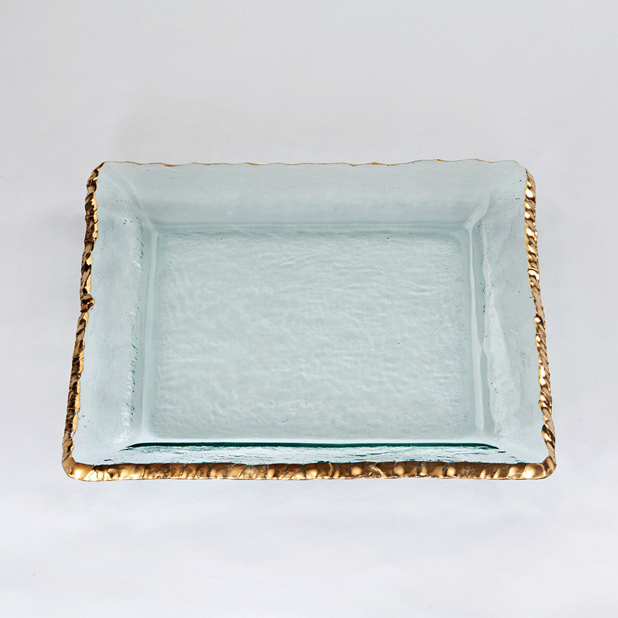 Glass Square Platters With Gold Rims Edgey By Annieglass