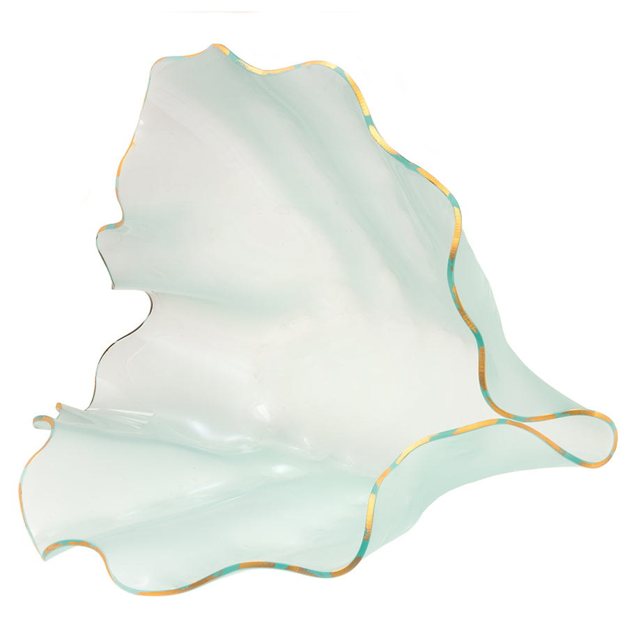 Annieglass sculpture, frosted glass, clamshell shaped, ocean inspired gift