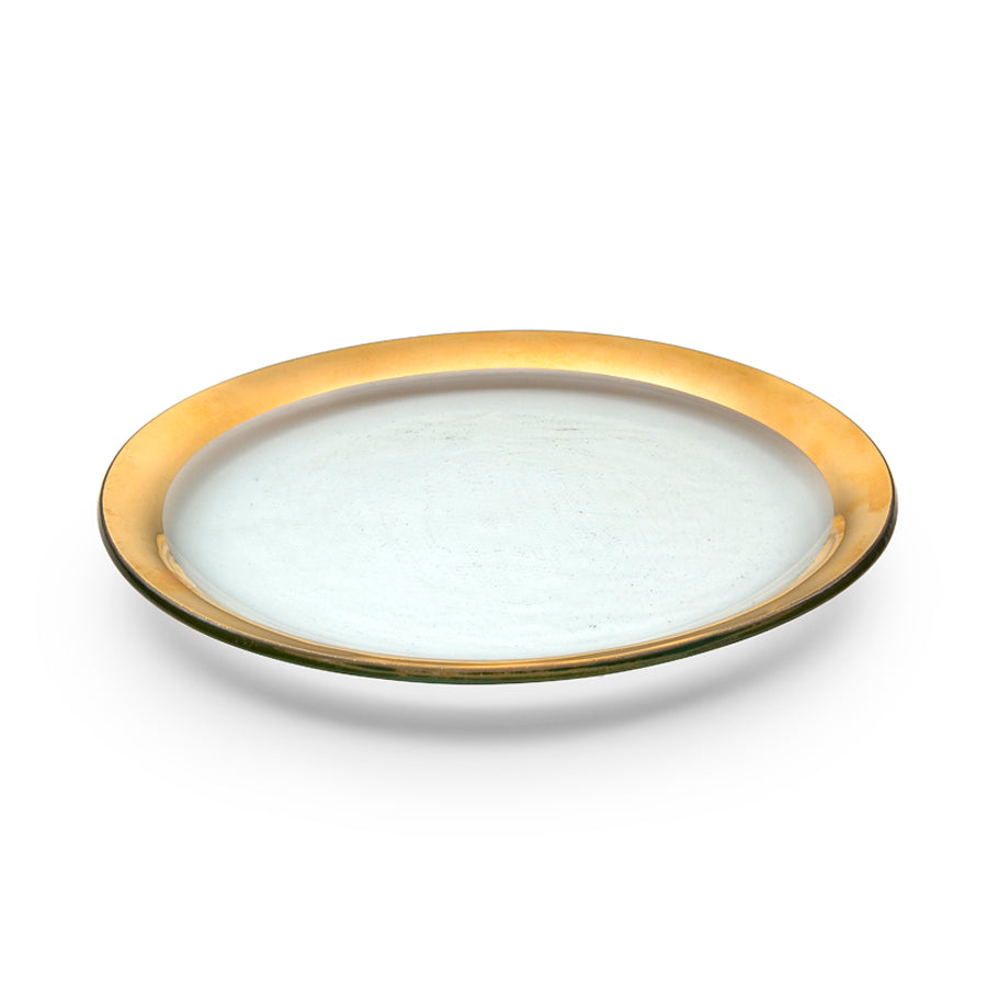 Glass Dinner Plates with 24k Gold Band - Roman Antique by Annieglass