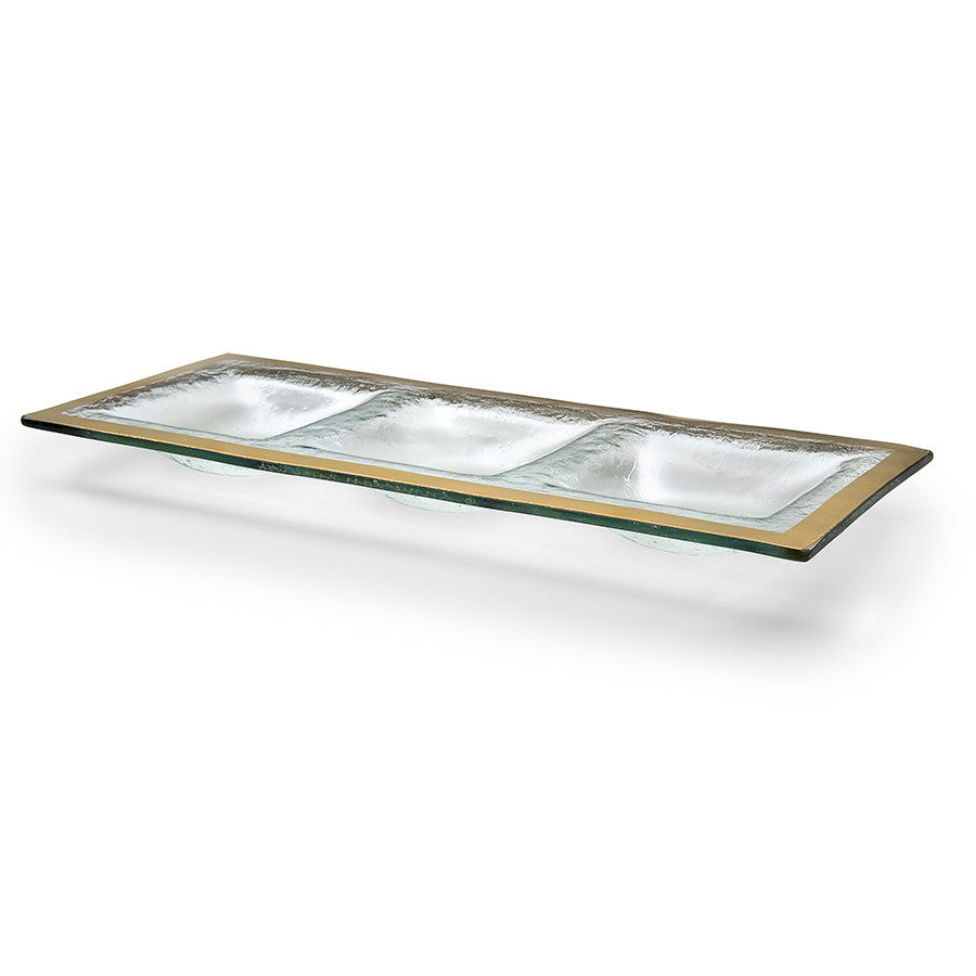 handcrafted gold-trimmed sectional glass trays, divided servers are an elegant and versatile wedding gift