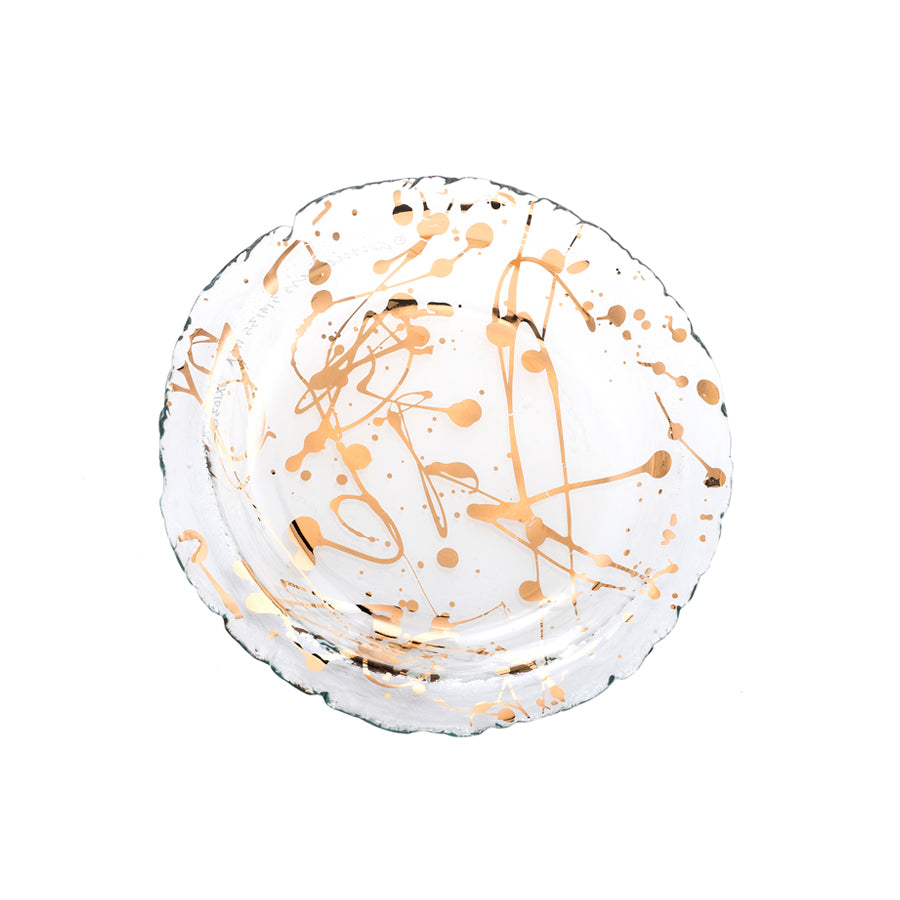 Jaxson small glass bowl with 24k gold splatters