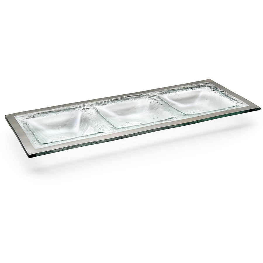 handcrafted platinum-trimmed sectional glass trays, divided servers are an elegant and versatile wedding gift