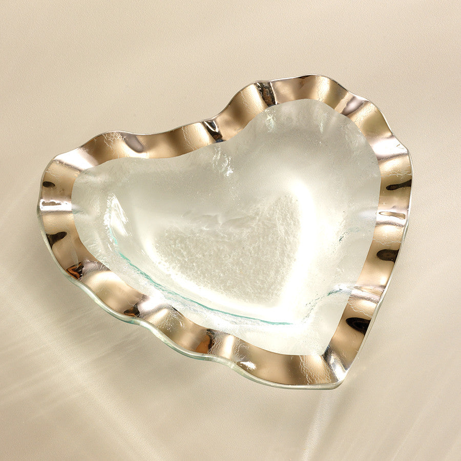 platinum rim glass heart ruffle edges gift engraving