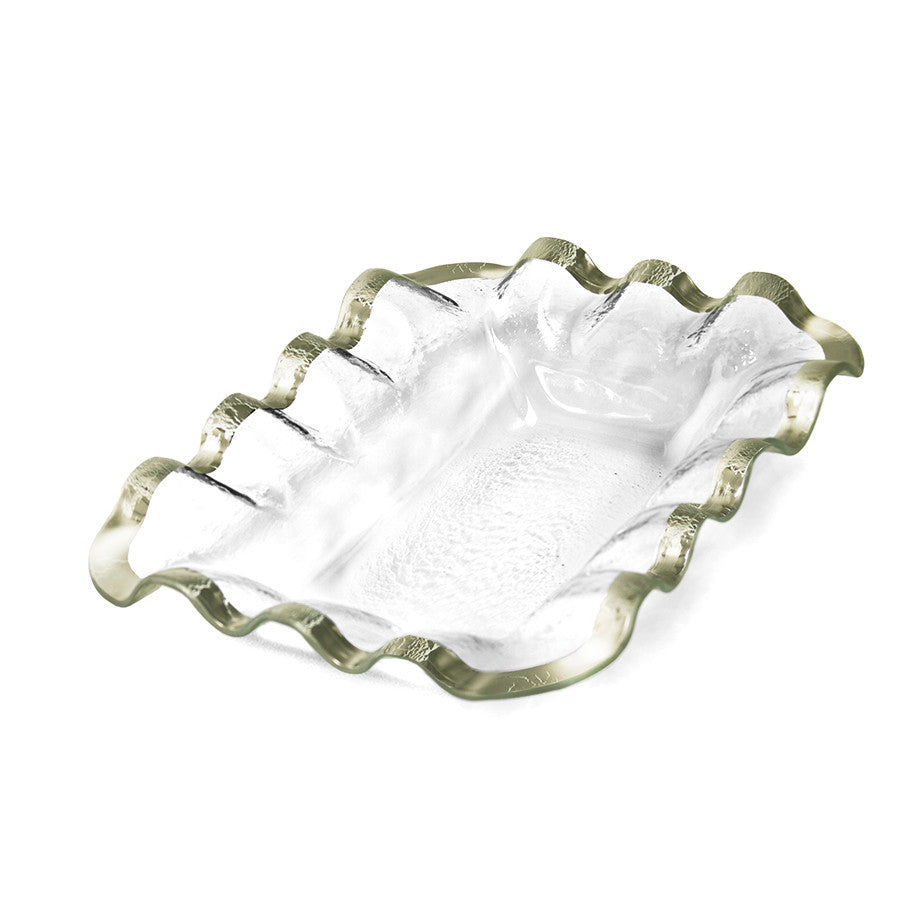 ruffle bread basket serving tray platinum rims for parties