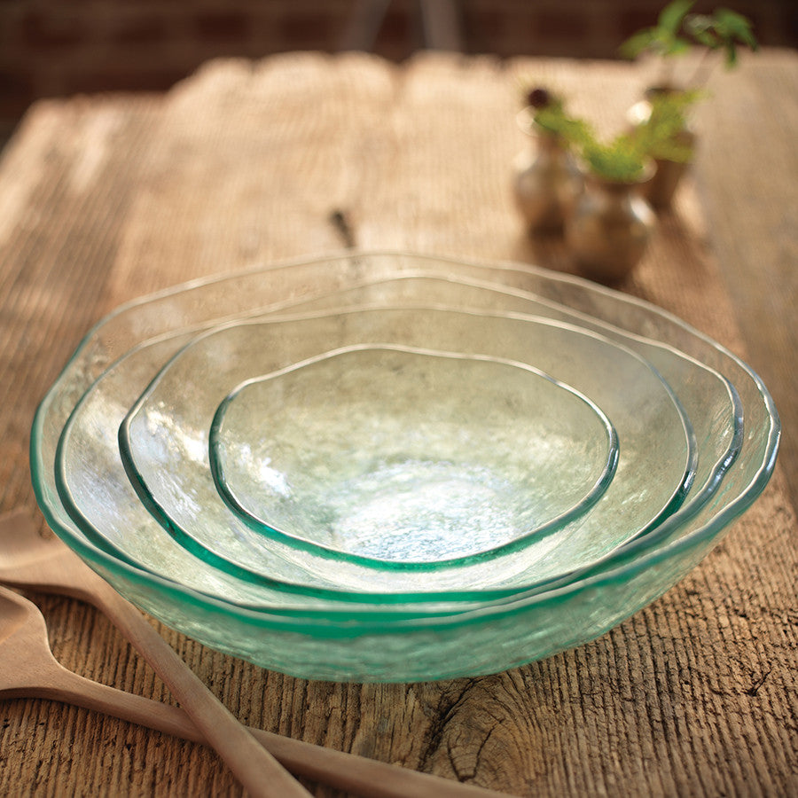Handmade Clear Glass 13 Serving Salad Bowls