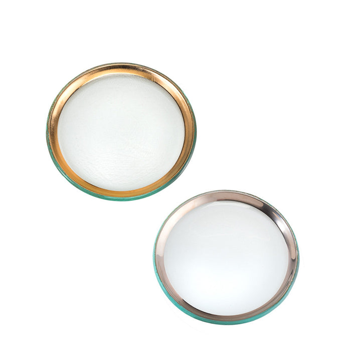 6" glass plates with 24k gold band, platinum band